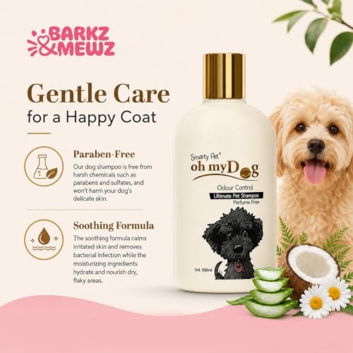 Image of Oh My Dog Smarty Pet Odour Control Shampoo for Dogs & Puppies - 500 ml | Dog Shampoo - Perfume Free, Paraben-Free, Sold by Barkz and Mewz (Odour Control)