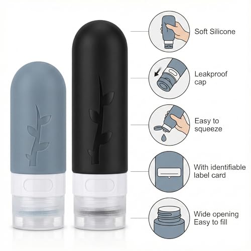 Image of DEPOZA 16-Pack Travel Bottles for Toiletries with Clear Bag, Black