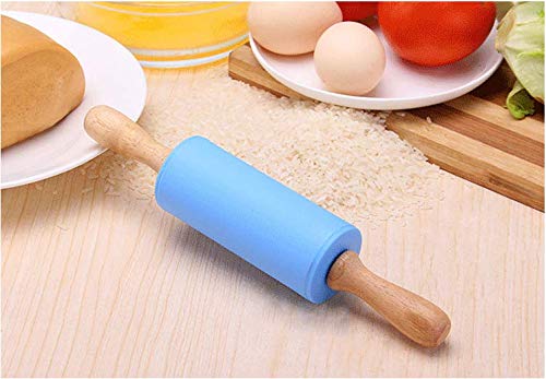 Rodillo de mango de madera pequeño para niños - Rodillo de silicona antiadherente para Reposteria y Masa 7