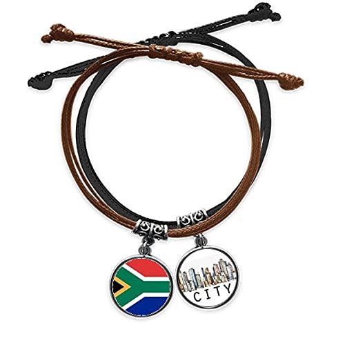 Bracelet de l'Afrique du Sud en Cuir Véritable et Corde Tressée Finition Sidi