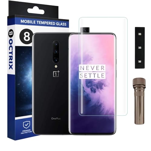 Image of UV Tempered Glass Screen Protector for Oneplus 7 Pro /Oneplus 7T Pro | Transparent | Full Screen Coverage with UV Installation Kit (Pack Of 1)