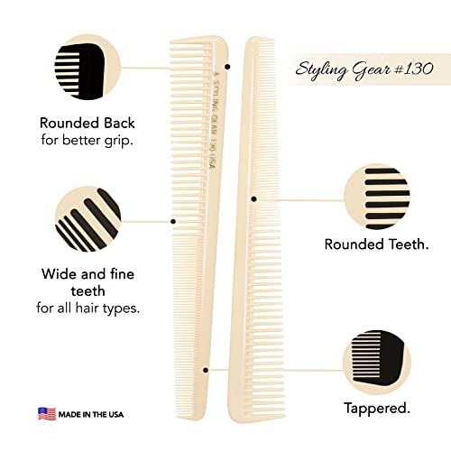 Styling Gear 130 Barber Cutting Combs Tapered Hair Combs Stylist All Purpose Rounded Teeth Smooth Surface Men’s And Women’s Made In The Usa 12 Pcs. #TOP5