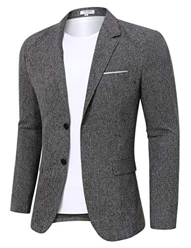 Turetrendy Men's Casual Blazer Linen Sport Coat Two Button Lightweight Jackets Business Daily Suit Gray Xl #TOP10