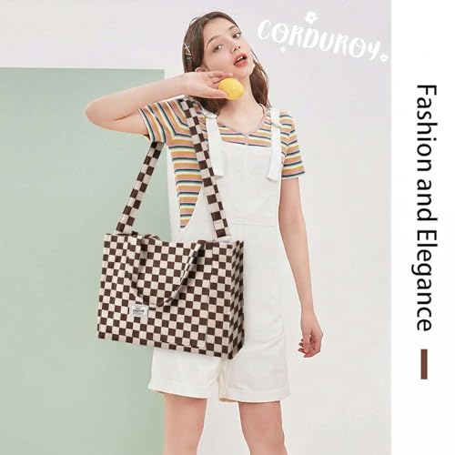 Image of Corduroy Tote Bag for Women Small Satchel Bag Mini Tote Bag Aesthetic Crossbody Handbag - School Work Travel Shopping
