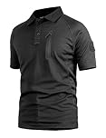 YFNT Men's Tactical Military Short Sleeve Button Down Lapel Polo T Shirt Tops Black