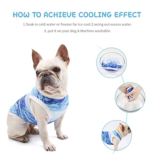 Nivofu Sommer Hundeshirt, Kühlwesten für Hunde, Weich Hund Kleidung, Hund Ärmellose Weste Atmungsaktiv, UV-Schutz Haustier T-Shirt, Blau Hemd für Kleine Mittelgroße Hunde Katze Haustier (M)