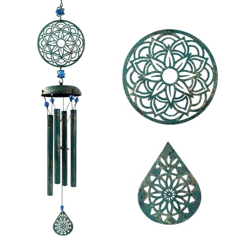 Howarmer Wind Chimes for Outside Zen Atmosphere Wind Chime Windchime Outdoors for Outdoor Garden Patio Decor with Mandala Design Windchime Gifts for Mother Grandma Sisters(8 Petal)