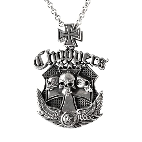 Collar Hombres, Colgante de calavera cruzada de plata de ley S925 para hombre, collar con colgante de calavera cruzada vintage, plata, colgante + cadena de 70 cm