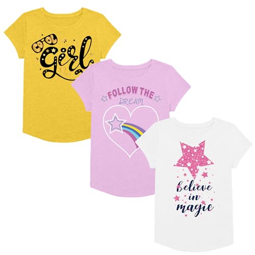 Girls Assorted Short Sleeve Graphic T-Shirts,multipacks