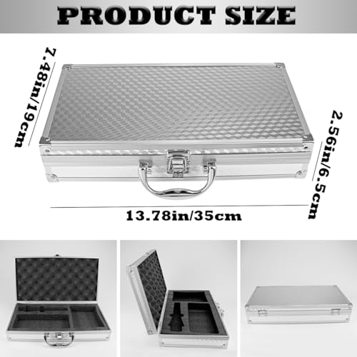 Aluminum Case with Lock Portable Metal Hard Suitcase Professional Clipper Case Aluminum Briefcase with Ripple Foam,Sliver (13.7x7.5x2.5Inch), Sliver, fashion2