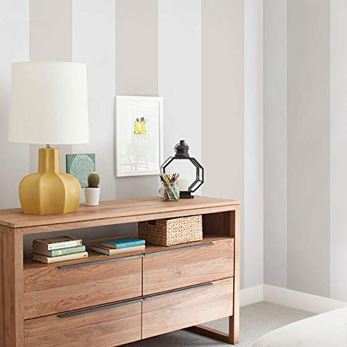 Vertical Stripe Bold Peel And Stick Wallpaper (6 Pack (2X9 Feet), Beige) #TOP1