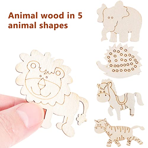 ABOOFAN 100Pcs Unfinished Wooden Animal Embellishments for Crafts DIY Cutouts for Scrapbooking Seasonal Decorations and Kids Projects - Image 4