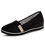  topschuhe24 1548 Damen Keilabsatz Ballerina Plateau Slipper Sneaker Turnschuhe Pumps, Farbe:Schwarz, Größe:37 EU