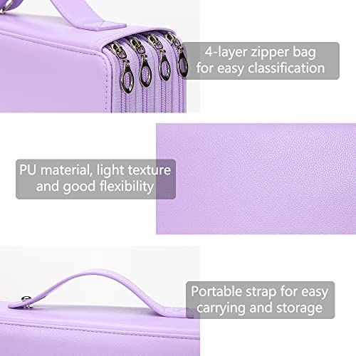 Image of Vomgomfom 200 Slots Pencil Case 4-Layer PU Leather, Handle, Purple