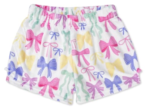 iscream Big Girls Pastel Print Silky Soft Plush Shorts - Pretty Bows X-Small (4/6)