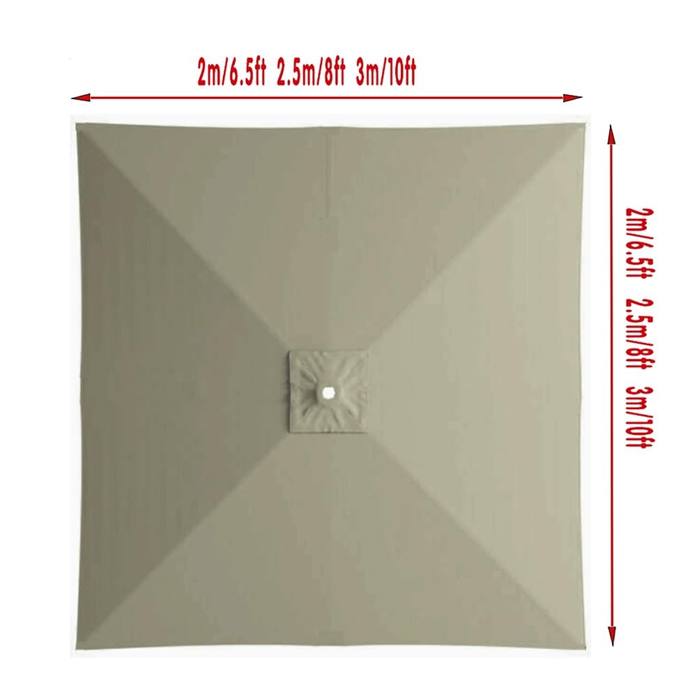 2.5x2.5m 3x3m Toldo De Recambio Para Sombrilla Cuadrada, 8 Varillas Tela De Recambio para Parasol Patio Piscina Jardín Mercado(Dark green,2.5x2.5m/8x8ft)