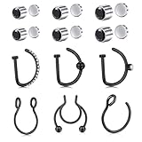 D.Bella Fake Nose Ring Hoop Fake Septum Stud Faux Piercing Nose Cuffs for Non Pierced Magnetic Jewelry for Women Men-Black