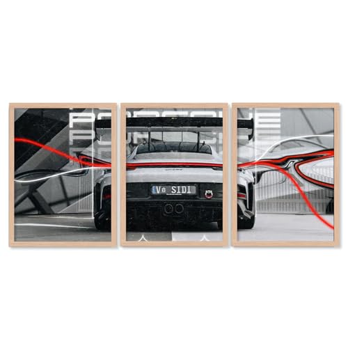 Image of TASVEE Car wall posters | set of 3 wall frames | posters for wall | Wall Decoration for Bedroom, Living Room & Office | Best Gift for Boys & Car Lovers (A5, LARGE 13X17, Framed)