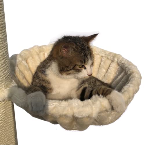 Shengocase 13.2" Beige Nest Basket Lounger Hammock Bed For Cat Tree Tower Replacement, 5-Pack Hanging Ball Toys With Elastic String, Cat Tree Accessories Hammock Attachment (Beige) #TOP1