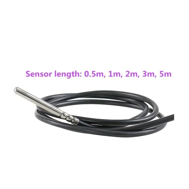 GRW8-01/02 Din Rail Temperature Control Relay 16A AC/DC24-240V NTC Sensor Heating & Cooling 1pcs(GRW8-01-2m Sensor)