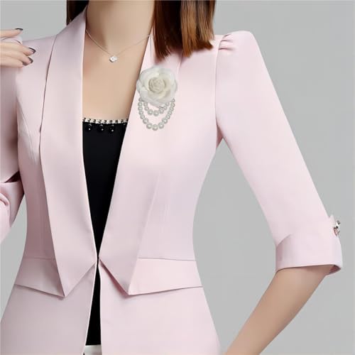 Image of Fabric Camellia Flower Brooch Pins Pearl Tassel Brooches Hair Hairpin Headpieces Shawl Clips Shirt Jacket Wedding Clothes Accessories Jewelry for Women Fashion
