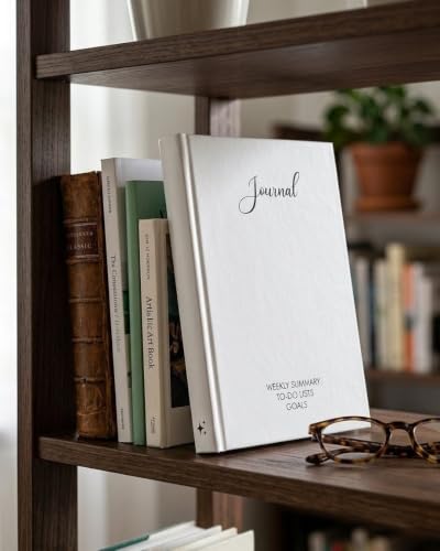 Image of Unruled Premium Hardcover Journal Notebook | Weekly Summary, To-Do Lists & Goal Planner | Undated Productivity Journal | A5 Size, Smooth Writing Pages | 100gsm Thick Paper, 80 Sheets /160 Pages Per Book | Elegant Notebook for Work, Study & Personal Planning (WHITE, Unruled)