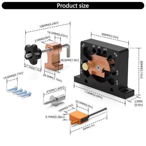 Outil à 9 trous pour perceuse électrique menuiserie et tige en bois - 7