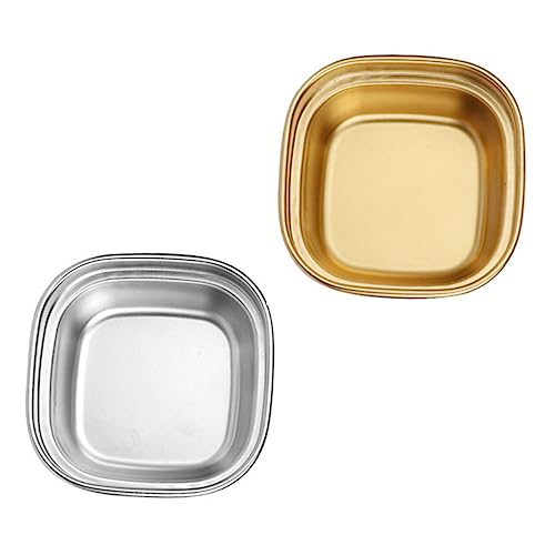 UTHCLO 2 Pack Mini Sauce Dishes Stainless Steel Plate Korean Style Bowl Appetizer Dishes