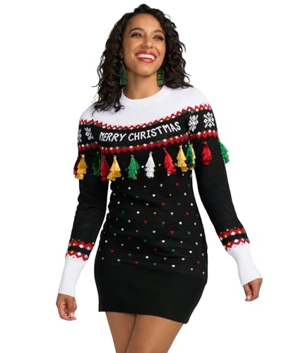 Robe pull de Noël femme noire XL Tipsy Elves Merry Christmas