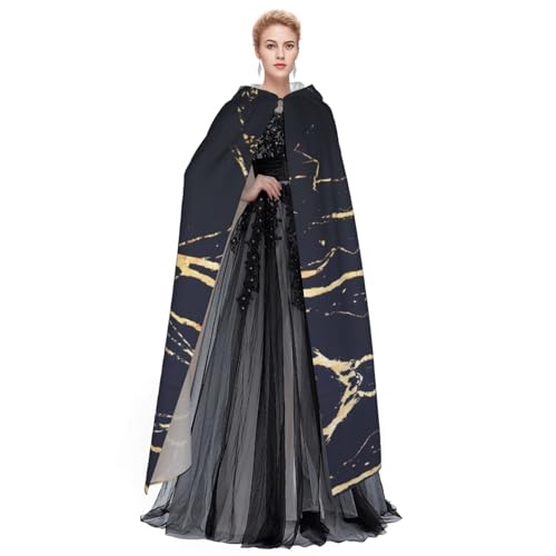 Capa con capucha de Halloween sin cremallera con elegante estampado de mármol 3