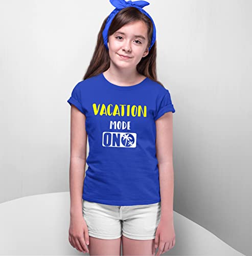 Image of Hangout Hub Men's Women's Boy's Girl's Round Neck T-Shirt Vacation Mode ON Printed-Blue Color-Family Combo Tees