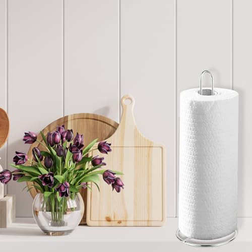 Kitchen Roll Stand Freestanding Chrome Finish - Paper Towel, Tissue Pole Holder, Stainless Steel, Kitchen Dispenser, Blue Roll, Counter Top Organiser, One Size - Image 5