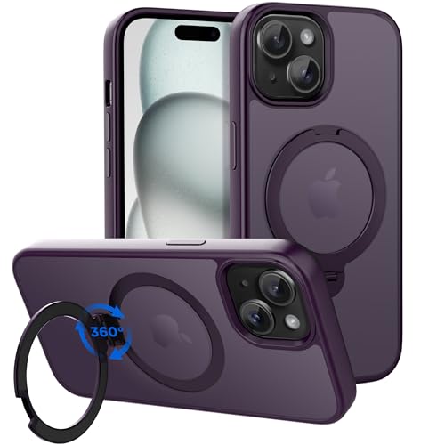 Coque iPhone 15 MagSafe avec anneau rotatif 360° CACOE pour support voiture