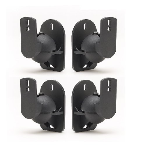 Universal Speaker Wall Mount Brackets for Bose, Sony, Panasonic, Samsung, Black, 4 Piece