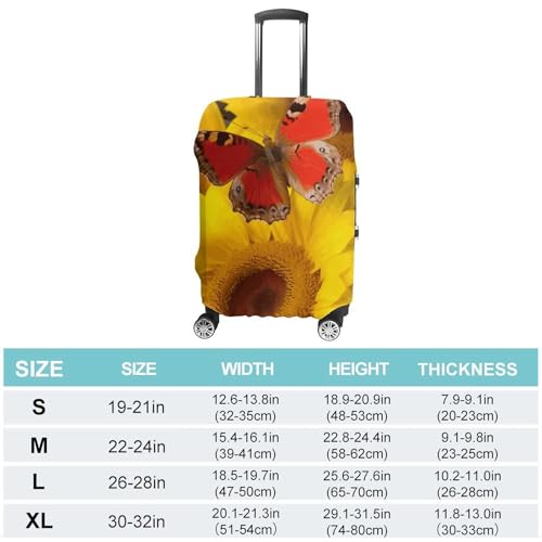 Yellow Sunflowers with Red Butterfly Travel Luggage Cover Anti-scratch Suitcase Cover Elastic Suitcase Protective Cover Fits 19-32 Inch Luggage XL2