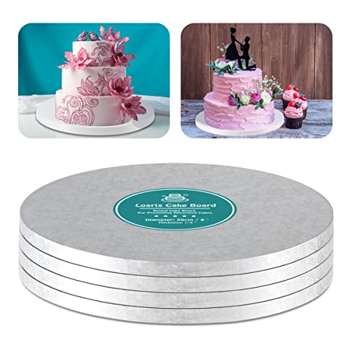 Silver Cake Drum Round 10 Inch Cake Boards with 1/2-Inch Thick Smooth Edges for Multi Tiered Birthday Wedding Party Cake Drums Board