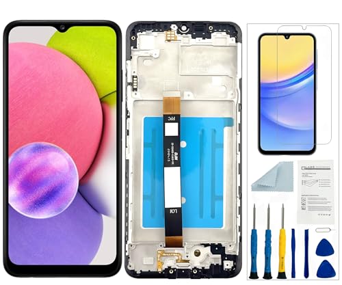 Qinqiyue for Samsung Galaxy A03s Screen Replacement for Samsung A03s LCD Screen Replacement Black with Frame for Samsung Galaxy A03s SM-A037u Display Touch Screen Assembly Repair Parts