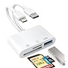 Lector de tarjetas SD para iPhone, iPad, USB C y Lightning adaptador de tarjeta SD de doble puerto, lector de tarjetas de memoria para adaptador de cámara, compatible con SD, Micro SD, USB 3.0, no