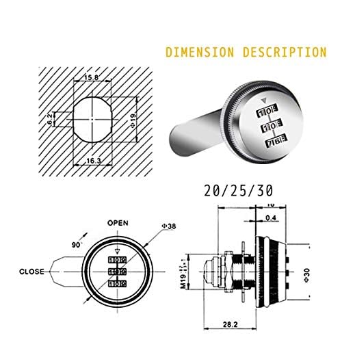 TOP-VIGOR 2Pcs 3 Digit Code Combination Cam Lock - Image 3