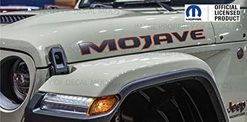 Decal Mods Mojave Hood Graphic Decals Stickers fits Jeep Wrangler/Gladiator JL/JT (2018-2024) Dark Gray/Orange Outline (Set of 2) FJ6T3