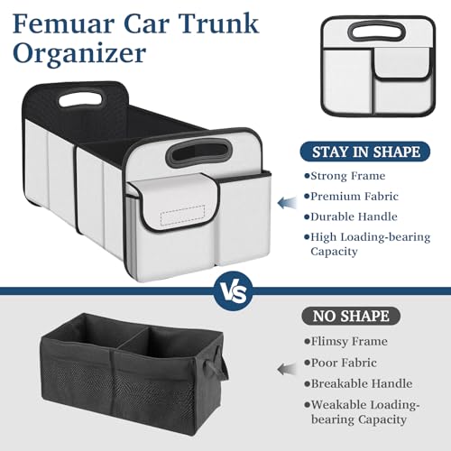 Image of Femuar Car Trunk Organizer, Car Storage Organizer with Large Capacity Waterproof Collapsible Trunk Organizer for Car Suv /Jeep /Sedan (Beige, Standard)