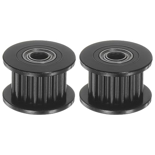 sourcing map 2pcs 2GT Idler Pulley 16 Teeth 3mm Bore 13mm Dia. Aluminum Timing Belt for 6mm Width Belt 3D Printer CNC Machine Accessories, Black