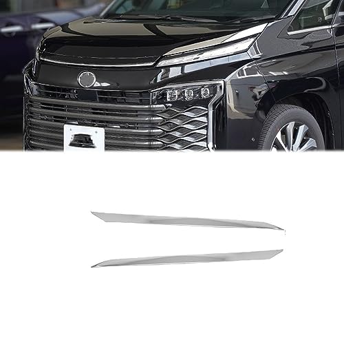 Hyorabyn 新型ヴォクシー 90系 / 新型ノア 90系 令和4年1月〜に適用フロントヘッドライト装飾パーツ ヘッドランプアイブロウトリム ヘッドライトアイラインドレスアップアクセサリー鏡面仕上げステンレス製2PCS