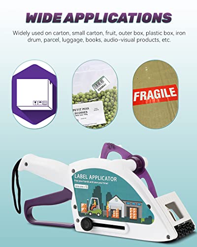 Spolehli Label Applicator, Portable Barcode Applicator Gun Manual Label Applicator Round Square Flat Bottle Labeling Machine Hand Held Sticker Labeler For 1” 3” Label Core #TOP5
