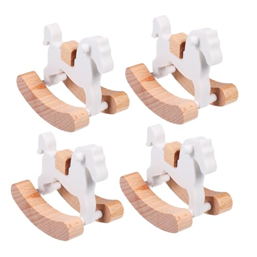 iplusmile 4個 ドールハウス保育園家具 木製ミニチュア木馬 ミニチュア木製家具 マイクロ木馬 ドールハウス飾り