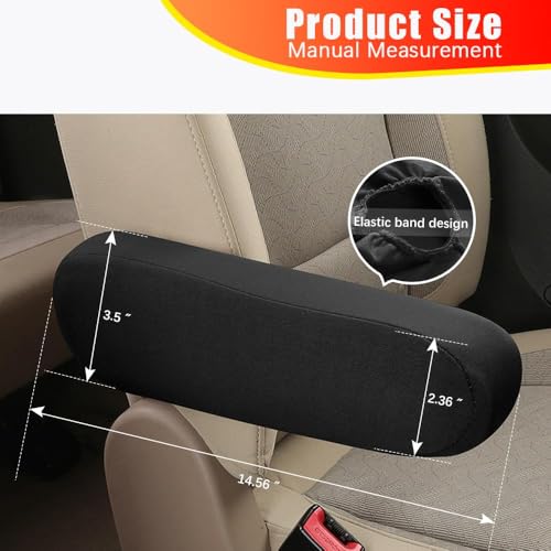 Image of MTRoyaldia 2PC Black Car Front Seat Armrest Covers,Universal Size Seat Arm Rest Cover,Flat Cloth Fabric Armrest Cover,Car Interior Accessories(Black,1Pair)