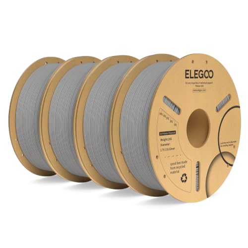 Image of ELEGOO PLA Plus Filament 1.75mm Gray 4KG, PLA+ Tougher and Stronger 3D Printer Filament Pro Dimensional Accuracy + /- 0.02mm, 4 Pack 1kg Spool(2.2lbs) Fits for Most FDM 3D Printers