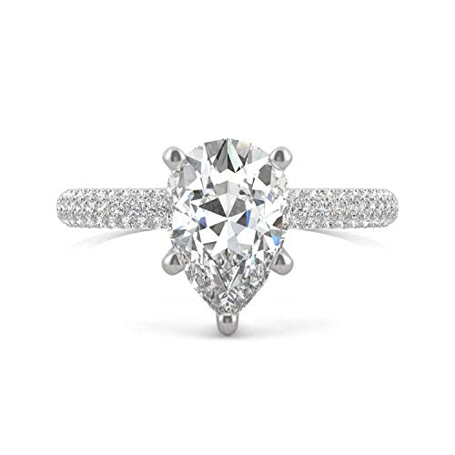 Charles & Colvard 14K White Gold Moissanite 10x7mm Pear Engagement Ring, 2.45cttw DEW4