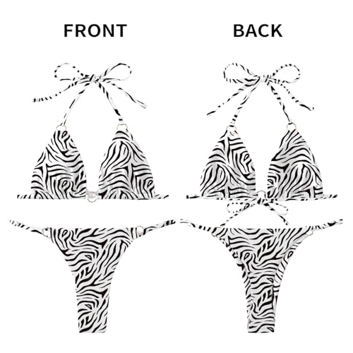 Image of MIKETAI Sexy Bikinis for Women 2 Piece Bikini Spaghetti Strap Swimsuits Solid Color Bathing Swimwear Triangle Bathing Suit