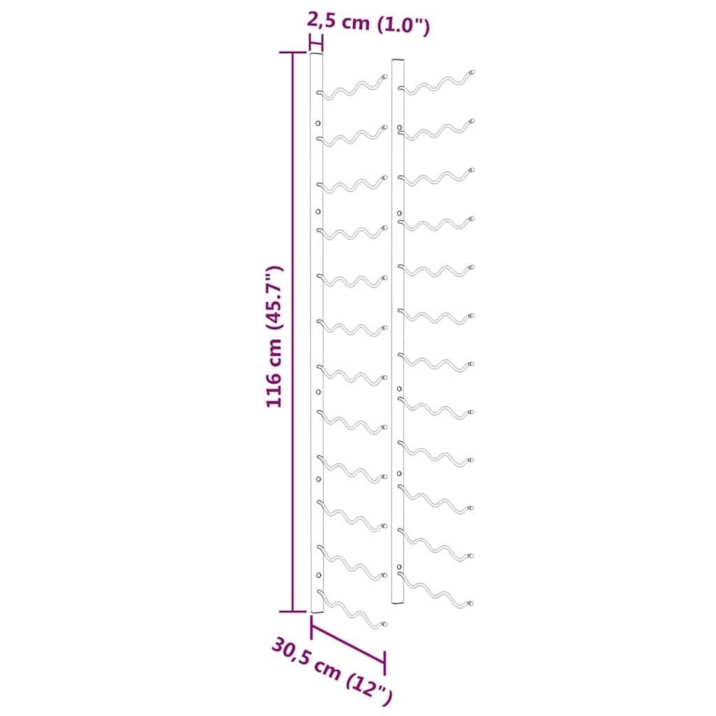 Wand Weinregal für 36 Flaschen 2 Stück Weiß, Eisen Flaschenregal mit Wandmontage für Küche, Bar, Keller und Speisekammer, Lagerung und Aufbewahrung